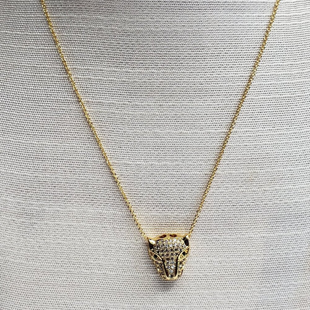 Adornia 14K Gold Plated over Sterling Silver CZ Jaguar Pendant Necklace - NWT